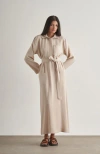 Mizalle Belted Shirt Dress In Neutral