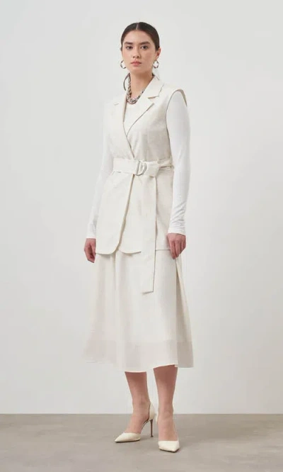 Mizalle Belted Vest In Ecru