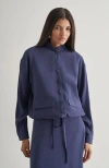 Mizalle Drawstring Jacket In Blue