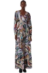 Mizalle Flowy Long Sleeve Maxi Dress In Blue