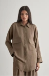 Mizalle Linen Tunic In Green