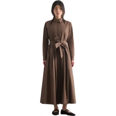 Mizalle Premium Cotton Poplin Dress In Brown