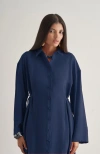 Mizalle Side-tie Tunic In Blue