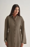 Mizalle Side-tie Tunic In Brown