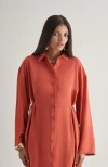 Mizalle Side-tie Tunic In Orange
