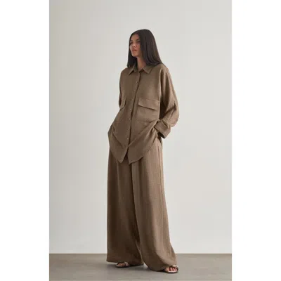 Mizalle Wide-leg Pants In Brown