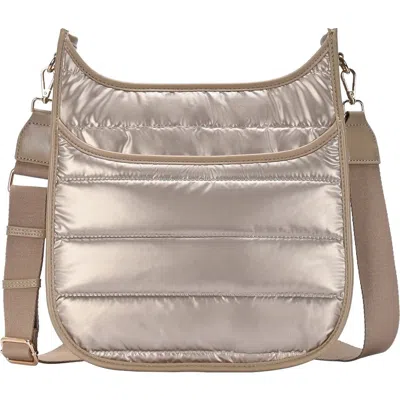 Miztique Puffy Quilted Nylon Crossbody Bag In Champagne