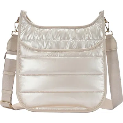 Miztique Puffy Quilted Nylon Crossbody Bag In Cream