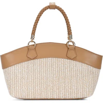 Miztique Top Handle Colorblock Raffia Tote In Pink