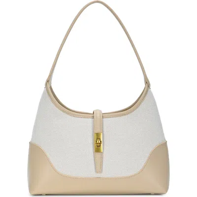 Miztique Two-tone Canvas Shoulder Bag In Beige