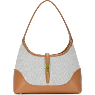 Miztique Two-tone Canvas Shoulder Bag In Camel