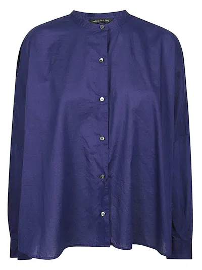 Mizuiro Embroidered Cotton Shirt In Blue