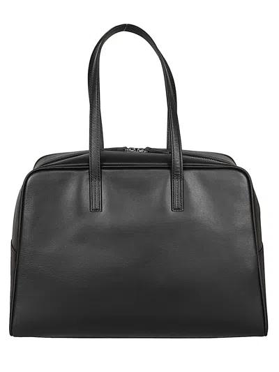 Mizuiro Large Leather Boston Bag In Black