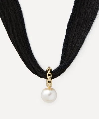 Mizuki 14ct Gold Black Silk And Pearl Necklace