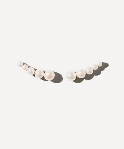 Mizuki 14ct Gold Cascading Pearl Climber Earrings
