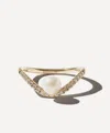 Mizuki 14ct Gold Diamond And Pearl Curve Ring