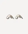 Mizuki 14ct Gold Diamond And Pearl Curve Stud Earrings