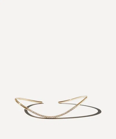Mizuki 14ct Gold Diamond Curve Cuff Bracelet