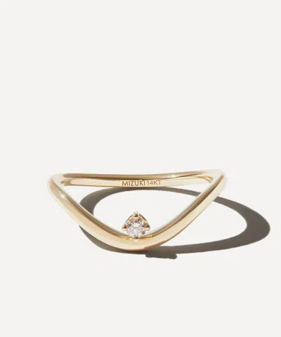 Mizuki 14ct Gold Diamond Curve Ring