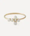 Mizuki 14ct Gold Sea Of Beauty Cross Diamond And Pearl Ring In Gold