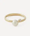 Mizuki 14ct Gold Sea Of Beauty Diamond And Pearl Solitaire Ring In Gold