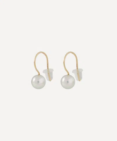 Mizuki 14ct Gold Single Grey Akoya Pearl Drop Earrings In Gray