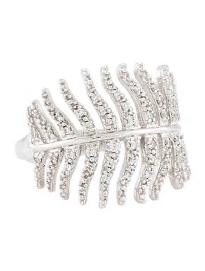 Pre-owned Mizuki 14k Diamond Feather Ring In Multi