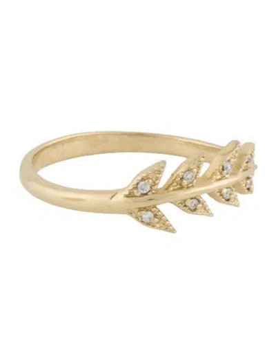 Pre-owned Mizuki 14k Diamond Leaf Band In Multi