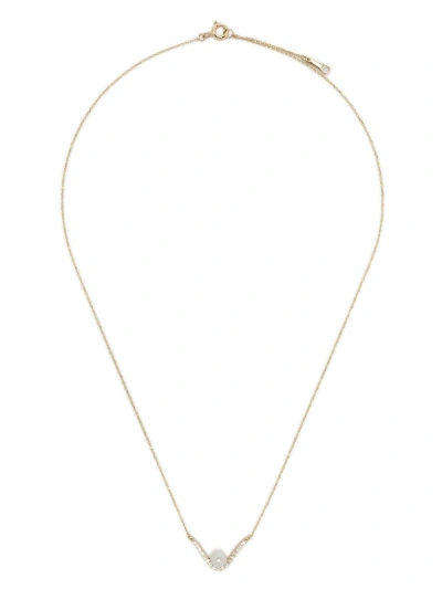 Mizuki 14k Gold Sbn313 Pearl Diamond Necklace In Yellow