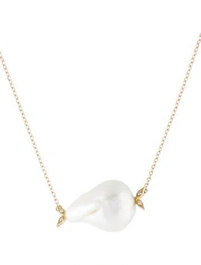 Pre-owned Mizuki 14k Pearl & Diamond Pendant Necklace, 17" In Multi