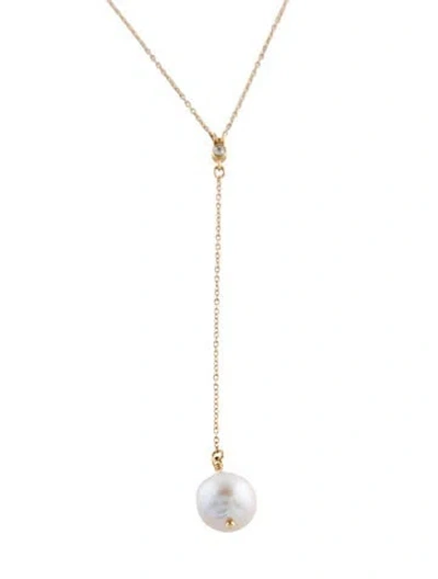 Pre-owned Mizuki 14k Pearl & Diamond Sea Of Beauty Lavalier Necklace, 16" In Multi