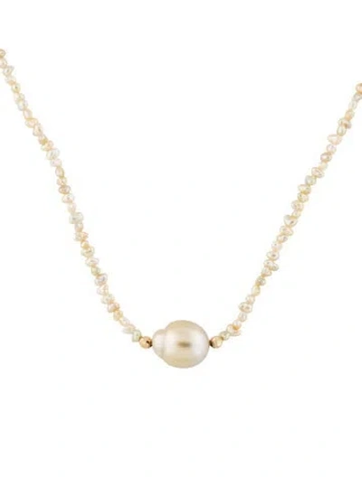 Pre-owned Mizuki 14k Pearl Collar Necklace, 15.75" In Multi