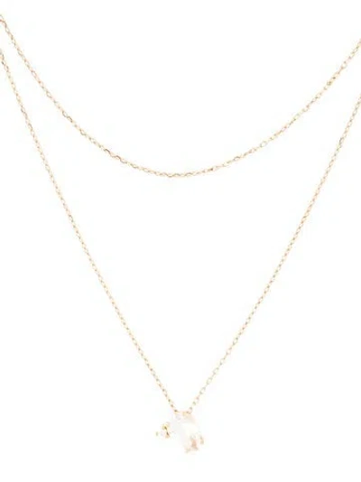 Pre-owned Mizuki 14k Topaz & Diamond Double Chain Pendant Necklace, 15" In Multi