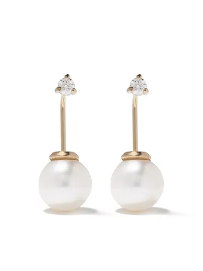 Mizuki 14kt Gold Diamond Pearl Earrings
