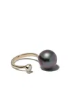 Mizuki 14kt Yellow Gold Black Tahitian Pearl And Diamond Ring In Gold