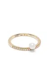 Mizuki 14kt Yellow Gold Sea Of Beauty Diamond And Pearl Band Ring In 金色