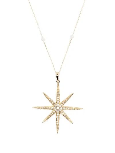 Mizuki 14kt Yellow Gold Star Diamond Pearl Chain Necklace