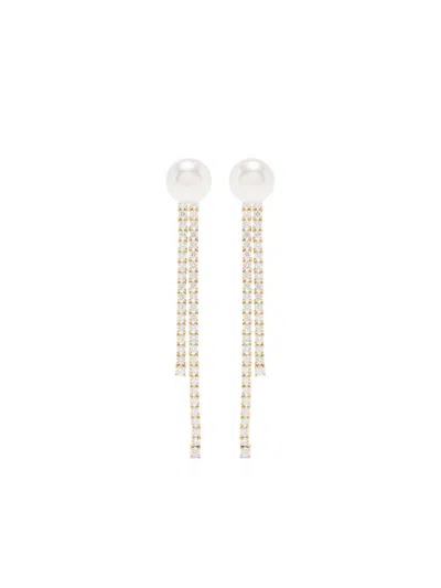 Mizuki 18kt Yellow Gold Akoya Pearl And Diamond Drop Earrings