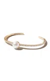 Mizuki 18k Yellow Gold Pearl And Diamond Cuff Bracelet