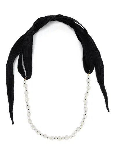 Mizuki Sbn326 14k Gold Pearl Necklace In 黑色