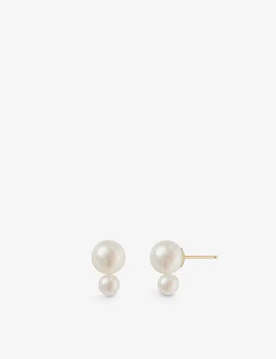 Mizuki Womens 14kt Yellow Gold Sea Of Beauty Medium 14ct Yellow-gold And Pearl Stud Earrings
