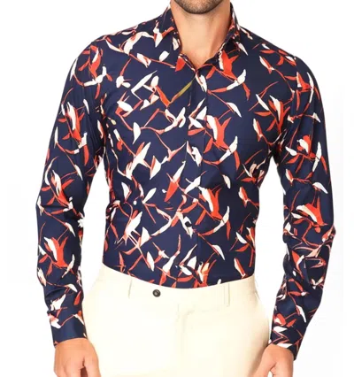 Mizumi Couture Kama Button Up Long Sleeve Shirt In Multicolor In Blue