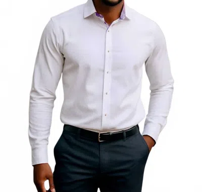 Mizumi Couture Slim Fit Dress Shirt In White And Pink