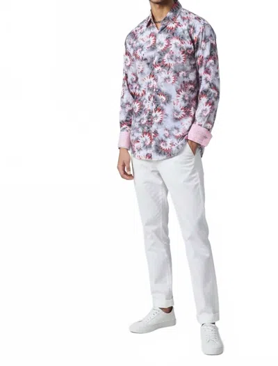 Mizumi Couture Slim Fit Long Sleeve Shirt In Red And White In Multi