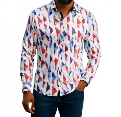 Mizumi Couture Smart Casual Wear Long Sleeve Shirt In Red And White