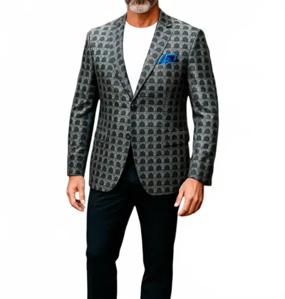 Mizumi Couture Two Tone Checked Blazer In Silver And Grey In Metallic