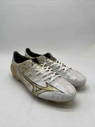 Pre-owned Mizuno Alpha Japan White/gold Soccer Cleats P1ga246050 Men's Sizes 8.5-11