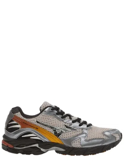 Mizuno Breathable Wave Rider Sneakers With Dynamic Color Accents In Gray