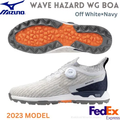 Pre-owned Mizuno Golf Shoes Wave Hazard Wg Boa Off White/navy 51gm2370 14