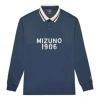 Mizuno Heritage Long Sleeve Polo Shirt 'navy' In Blue